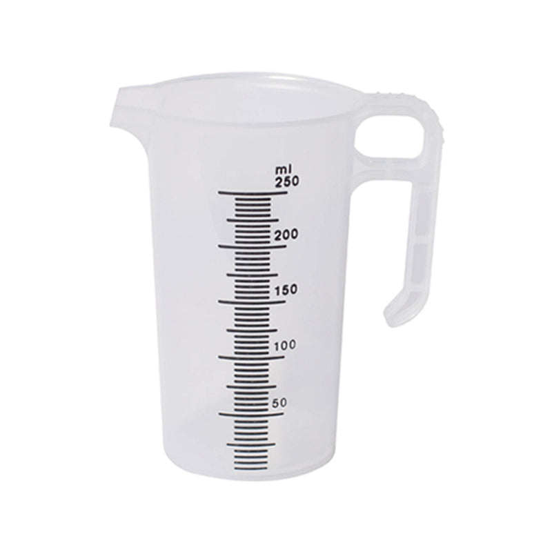 PPS, 250 mL Clear Polypropylene Measuring Jug, with permanent volume gradation