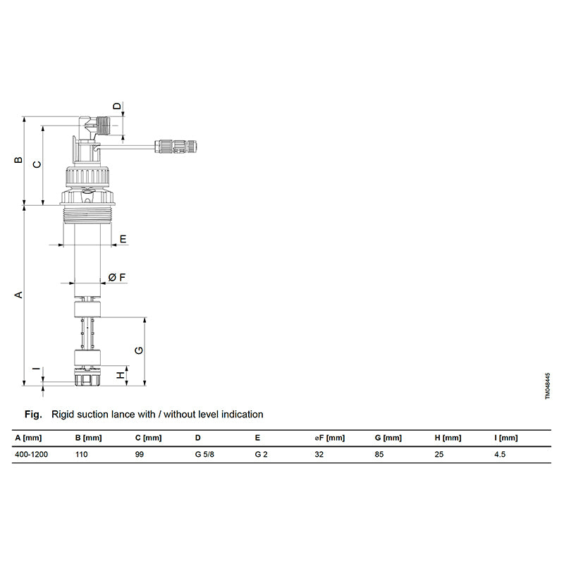 Grundfos, Grundfos Rigid Suction Lance, Adjustable Length (max 1,100 mm immersion depth), for mounting in tank