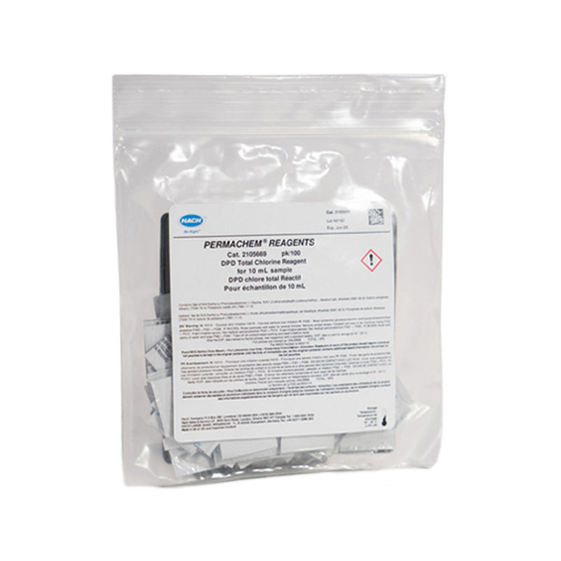 Hach, Hach DPD Total Chlorine Reagent Powder Pillows, 100 pack, sample size 10 mL