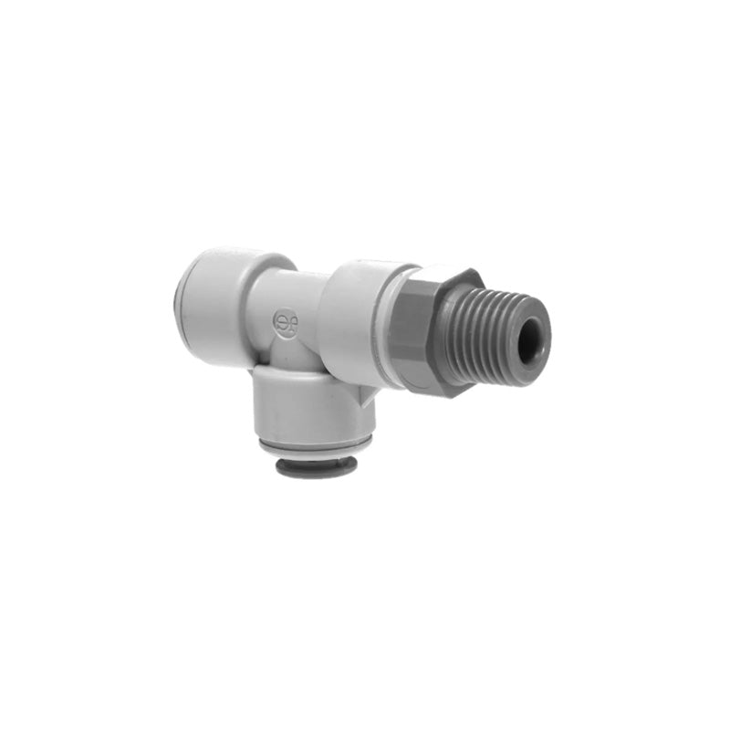 John Guest, John Guest 1/4" x 1/4" x 1/4" Swivel Male Run Tee (BSPT thread) - Grey Acetal