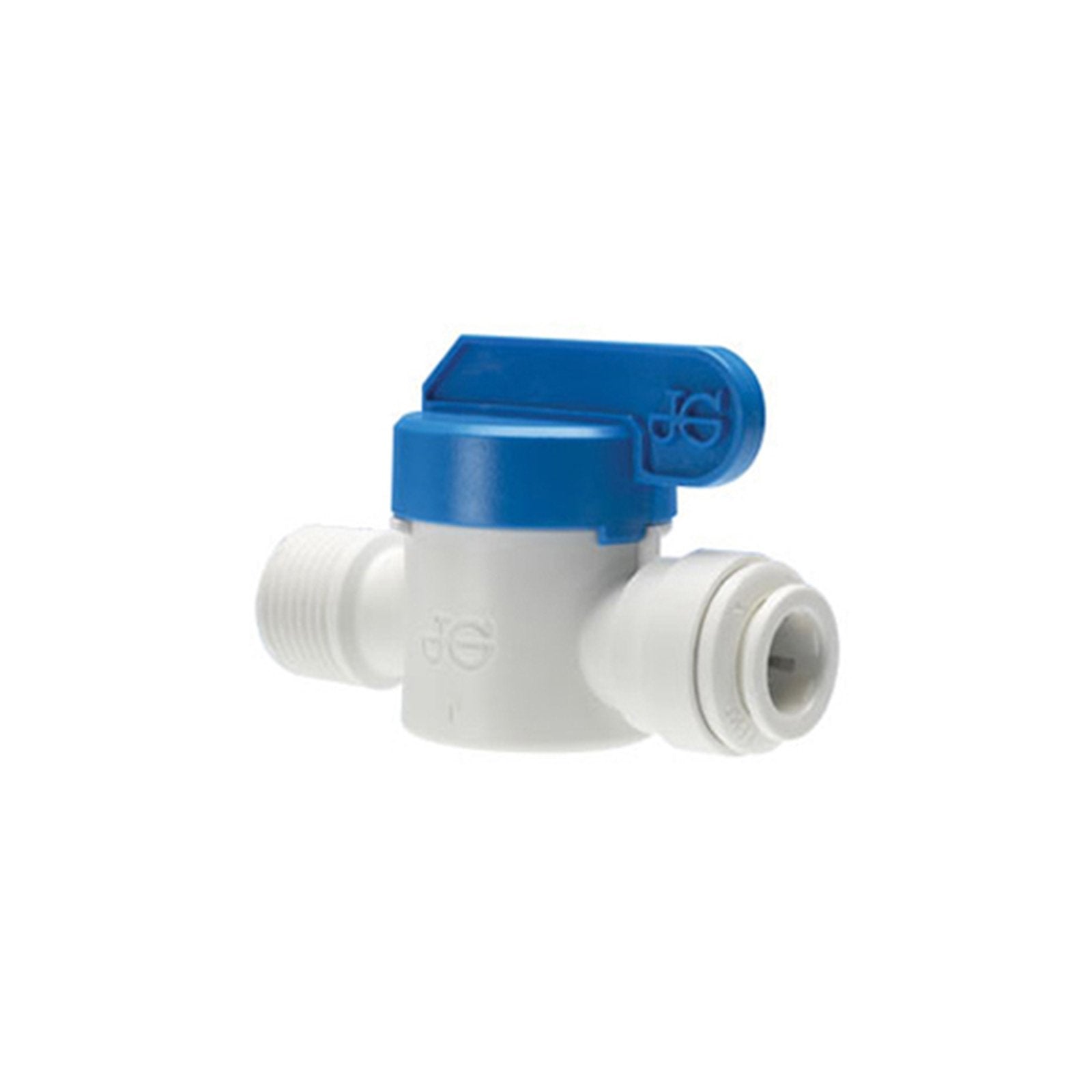 John Guest, John Guest Shut-Off Valve, Speedfit to Male NPTF Thread, 1/4", White Polypropylene