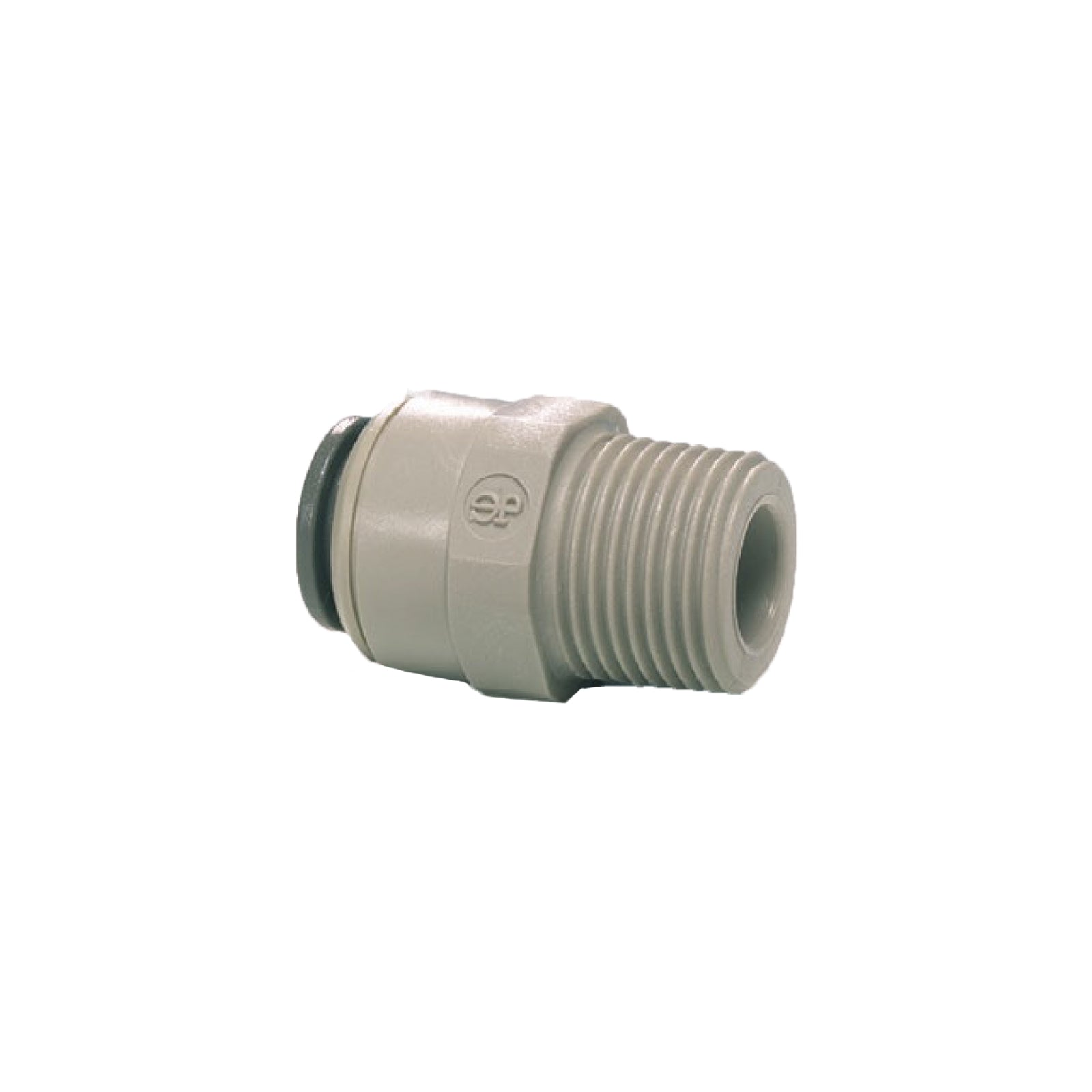 John Guest, John Guest Straight Adaptor, for 1/2" (OD) tube & 1/2" BSPT Thread, Grey Acetal