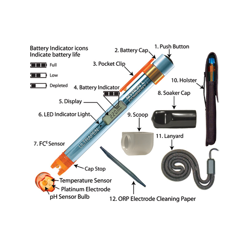 Myron L, Myron L Ultrapen PT4 Free Chlorine Equivalent/Temperature Pocket Tester Meter