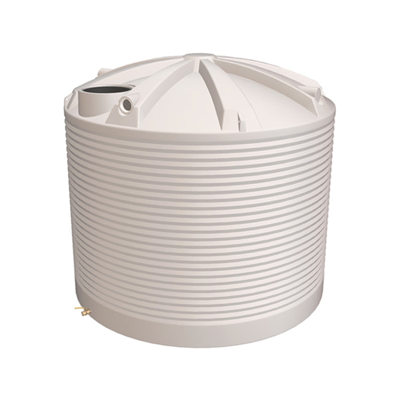 Polymaster, Polymaster RWT13600 Round Rainwater Tank 13,600 L (3000 Gal) with Ball Valve, Colour: Paperbark