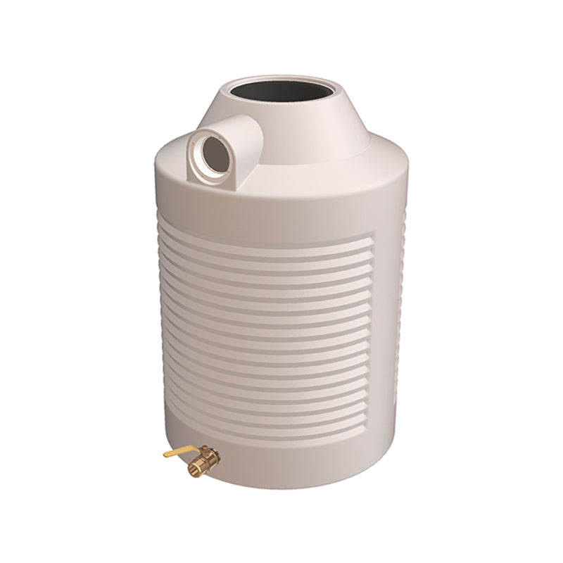 Polymaster, Polymaster RWT200 Round Rainwater Tank 200 L (45 Gal) with Ball Valve, Colour: Paperbark