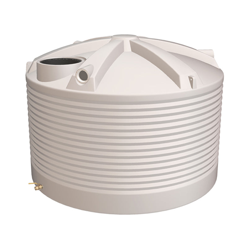 Polymaster, Polymaster RWT2270LP Round Rainwater Tank 2,270 L (500 Gal) with Ball Valve, Colour: Paperbark