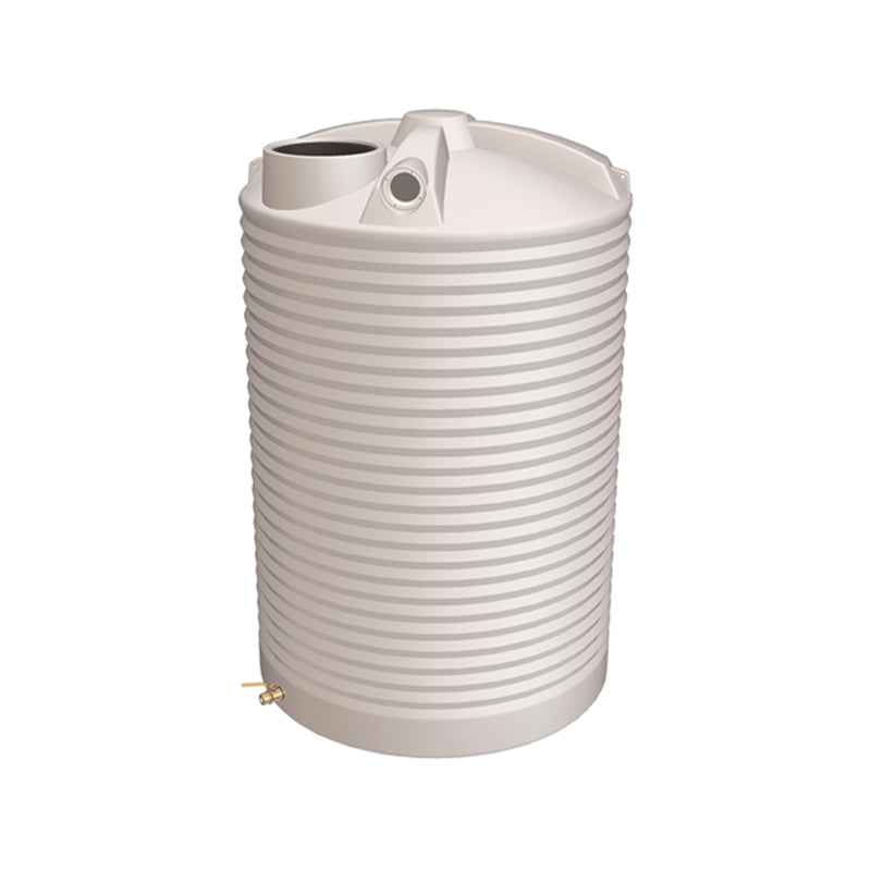 Polymaster, Polymaster RWT2270T Round Rainwater Tank 2,270 L (500 Gal) with Ball Valve, Colour: Paperbark