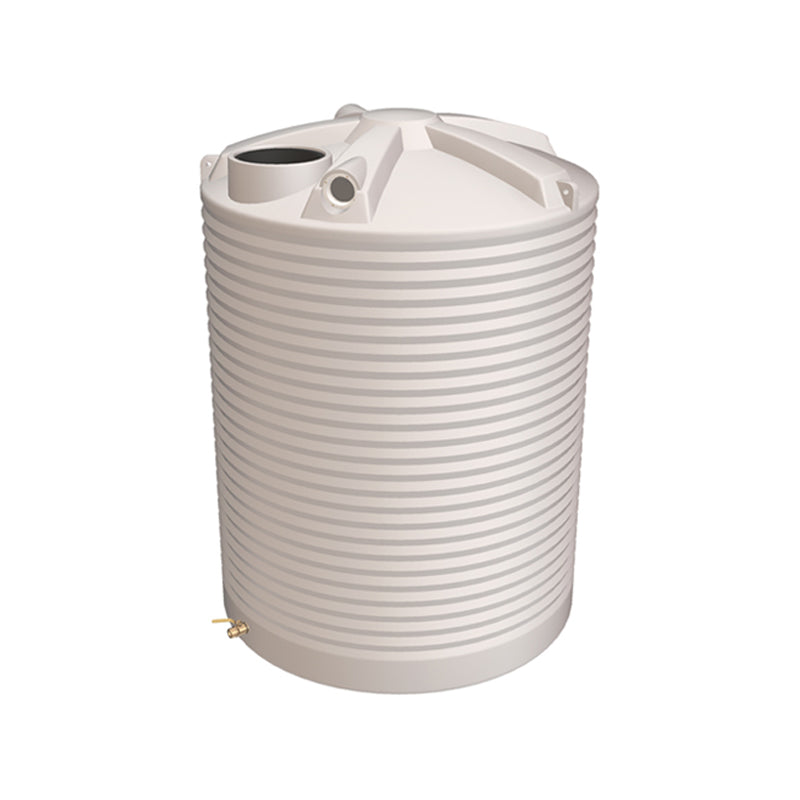 Polymaster, Polymaster RWT3300 Round Rainwater Tank 3,300 L (750 Gal) with Ball Valve, Colour: Paperbark