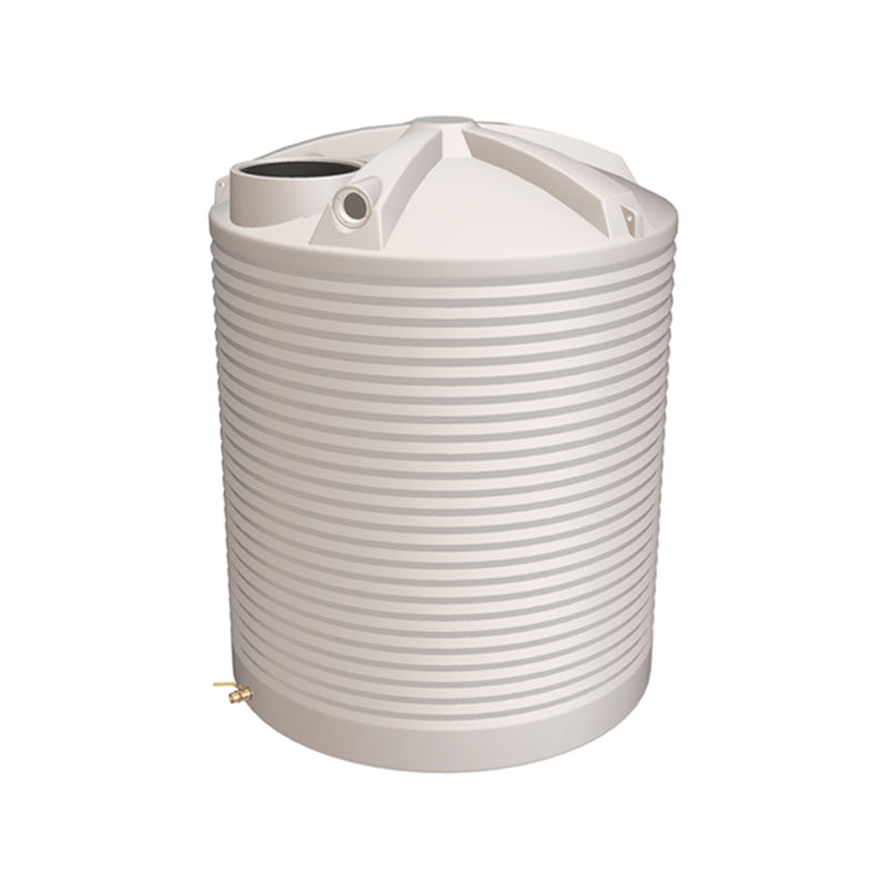 Polymaster, Polymaster RWT4500T Round Rainwater Tank 4,500 L (1000 Gal) with Ball Valve, Colour: Paperbark