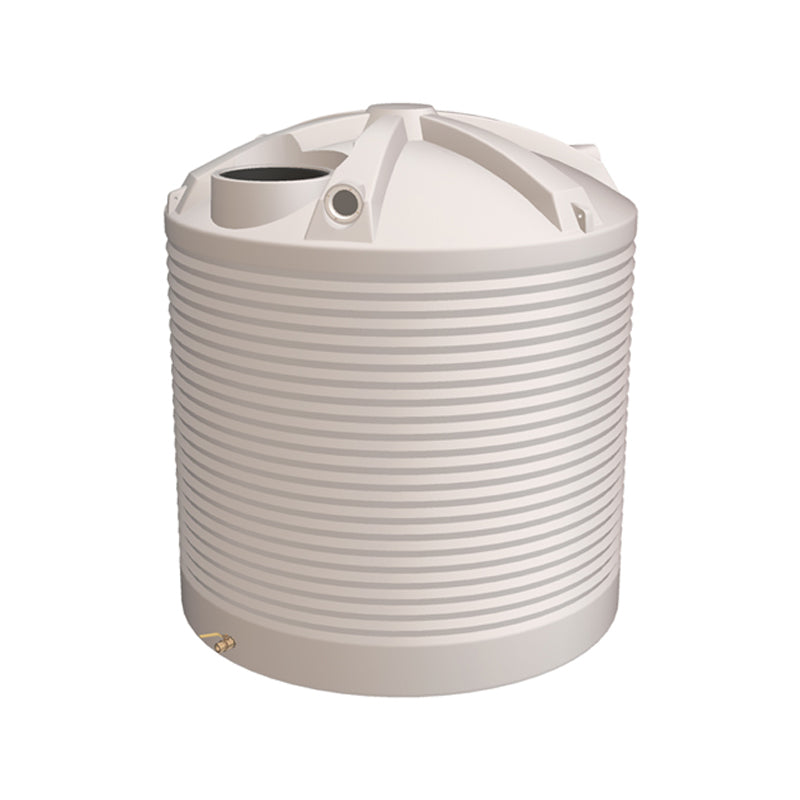 Polymaster, Polymaster RWT5000 Round Rainwater Tank 5,000 L (1100 Gal) with Ball Valve, Colour: Paperbark