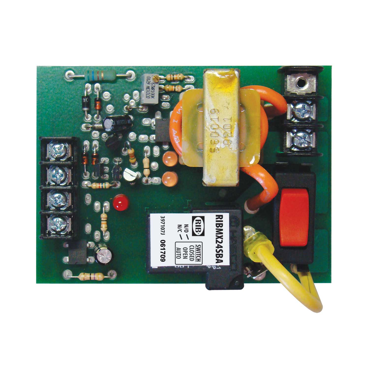 Functional Devices, RIBMX24SBA    | Panel 4in Internal Adj Current Sensor + Relay 20Amp SPST-NO+Override 24Vac/dc  |   Functional Devices