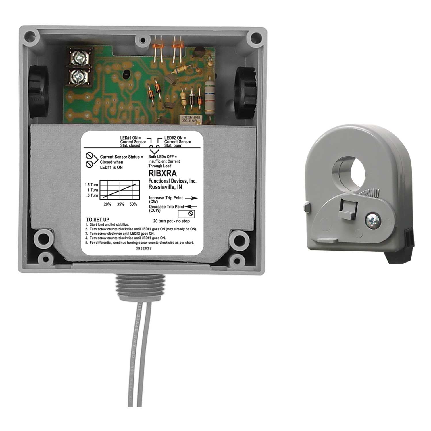 Functional Devices, RIBXRA    | Enclosed Solid-Core AC Sensor, Adjustable  |   Functional Devices